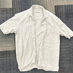Zara Men's Casual Cream Button Down Shirt